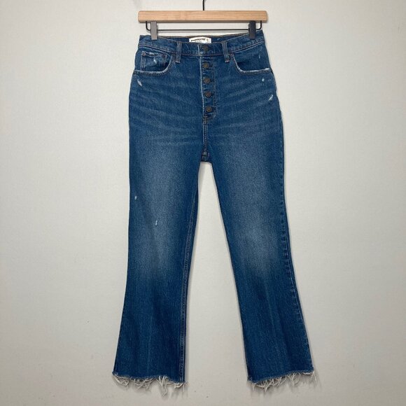 Abercrombie & Fitch Denim - Abercrombie & Fitch Jeans Women 27 Blue Kick Flare Crop High Rise 70s Button Fly